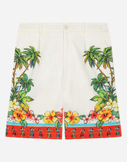 Dolce & Gabbana Gabardine shorts with Hawaiian print Print L43Q25G7L7S