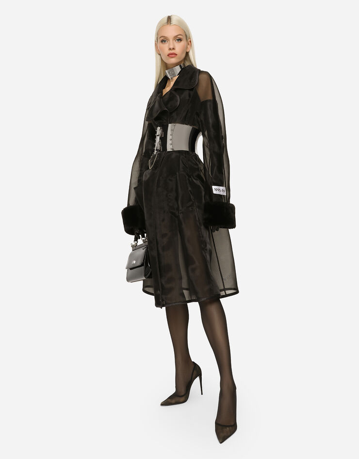 Dolce & Gabbana KIM DOLCE&GABBANA Trench in organza con Re-Edition label Nero F0C5DTFUSYQ