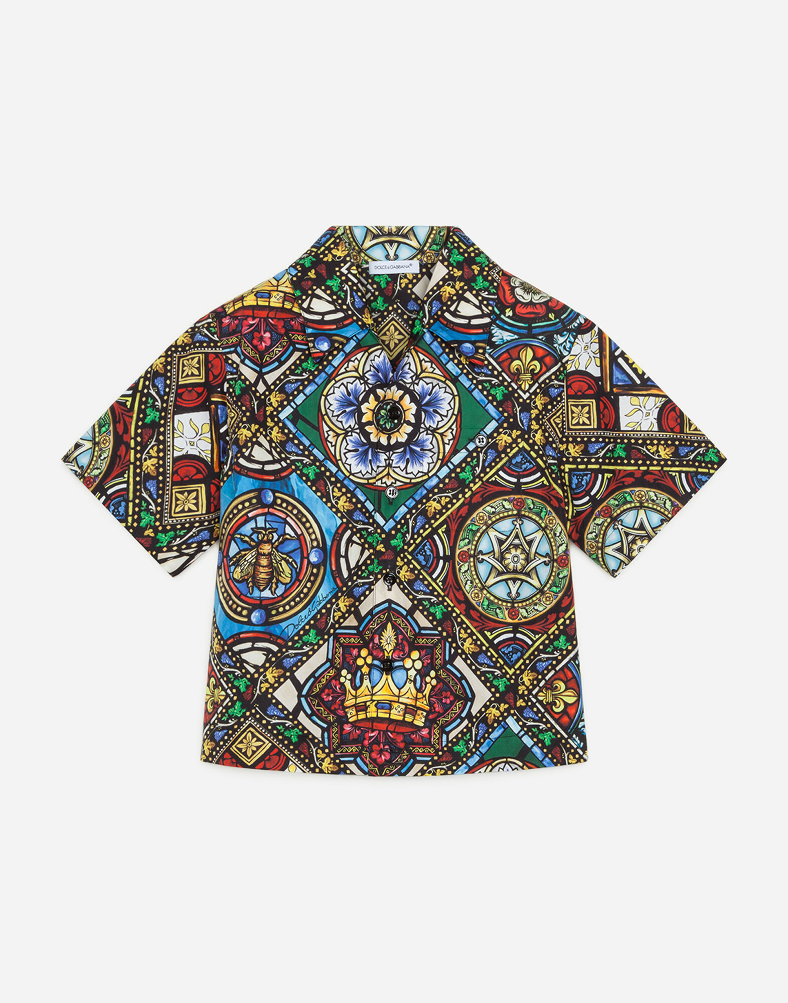 BOXY SHIRT IN POPLIN WITH STAINED GLASS WINDOW PRINT