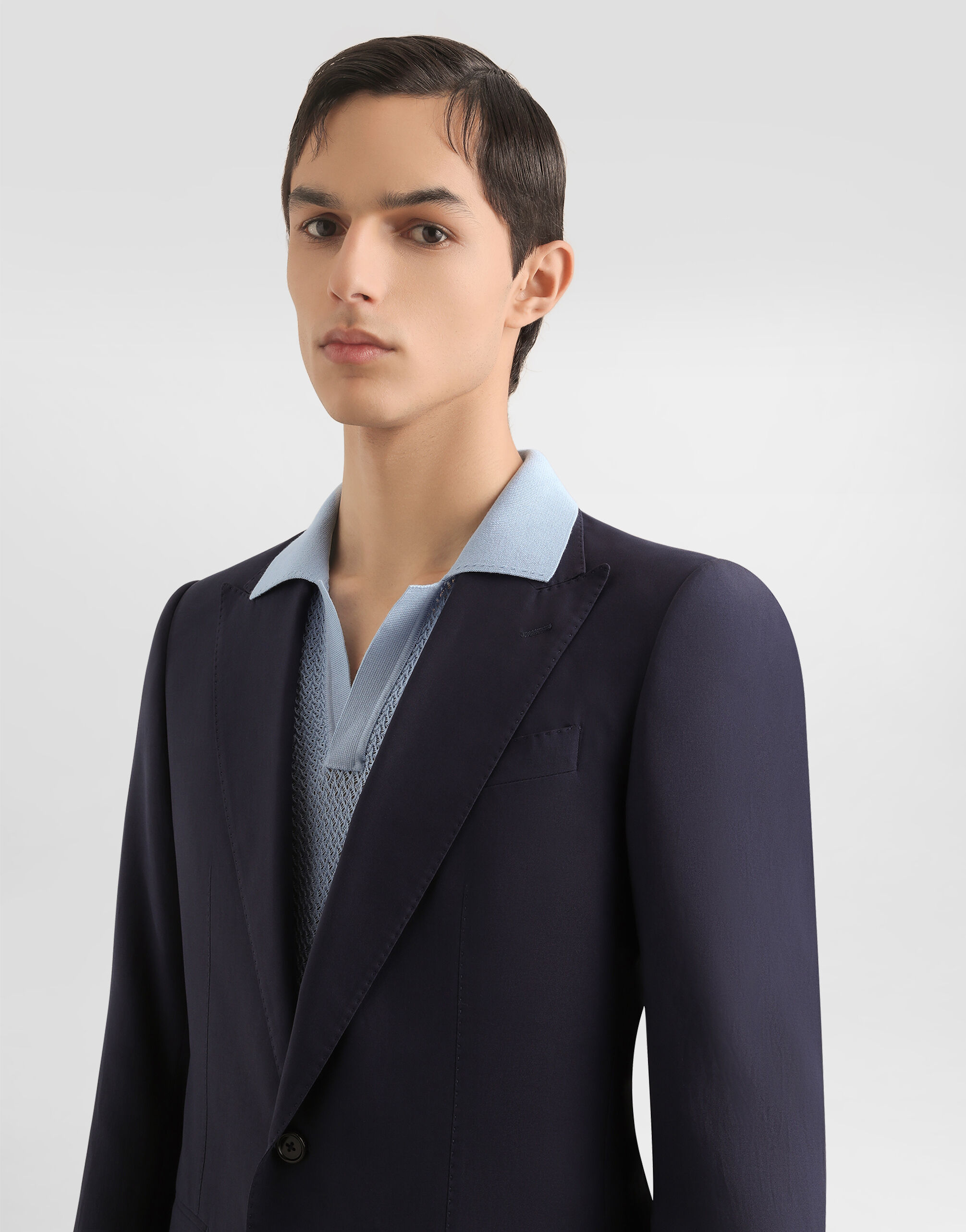 Single-breasted silk-blend gabardine taormina jacket in Blue for