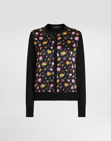 Dolce & Gabbana Small rose bouquets-print satin cardigan Multicolor FXV10TJBSOP