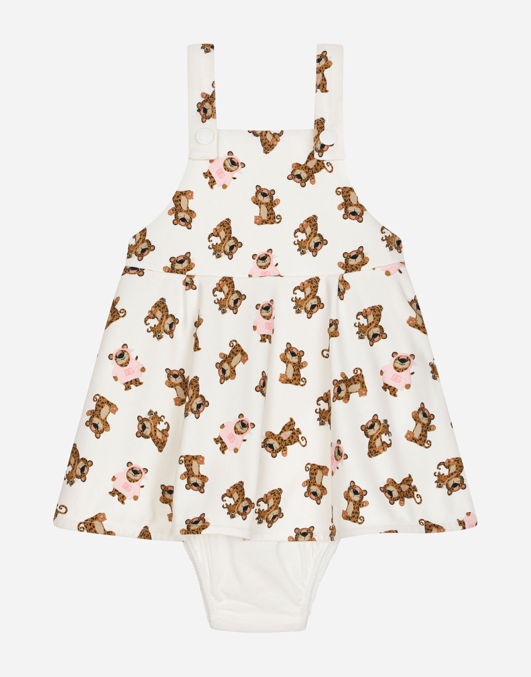 Dolce & Gabbana Kleid aus Interlock Print Baby Leo ROSA DK0065A1293
