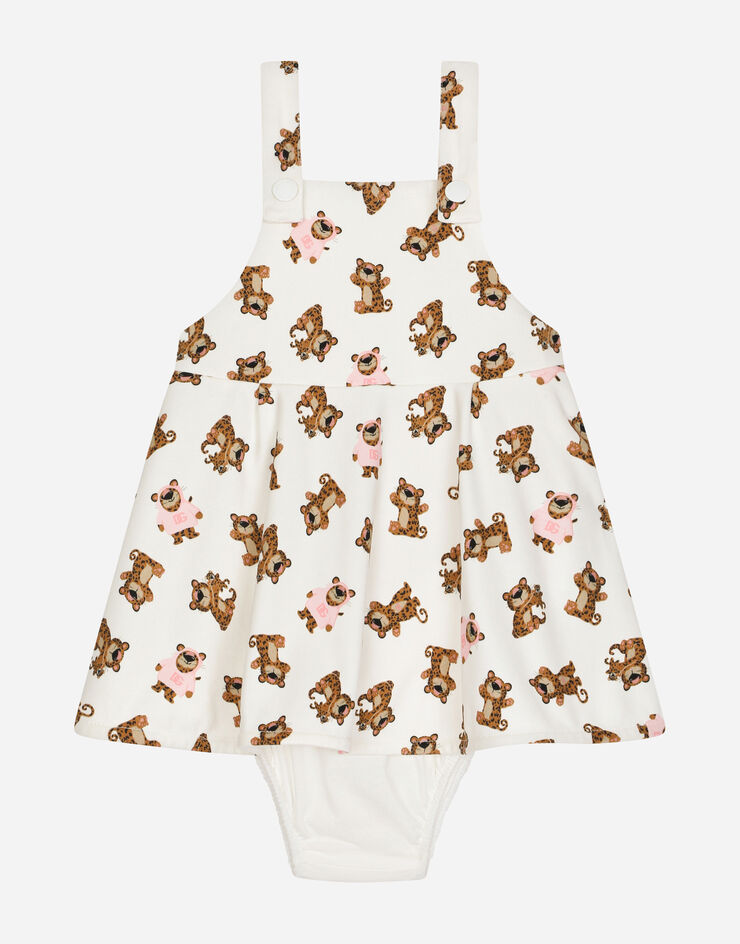 Dolce & Gabbana Платье из интерлока с принтом Baby Leo белый L2JD5RG7G4Q