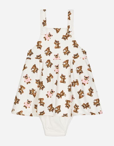 Dolce & Gabbana Kleid aus Interlock Print Baby Leo Mehrfarbig L21O84G7EX8