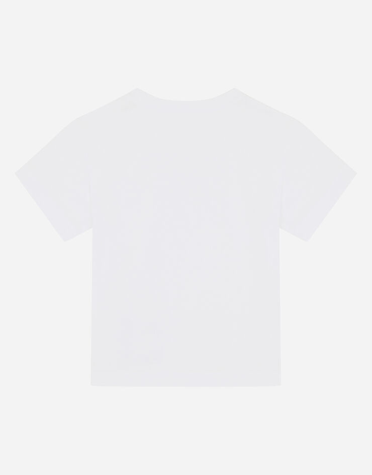 Dolce & Gabbana Camiseta de punto con logotipo bordado Blanco L4JT7NG7STN