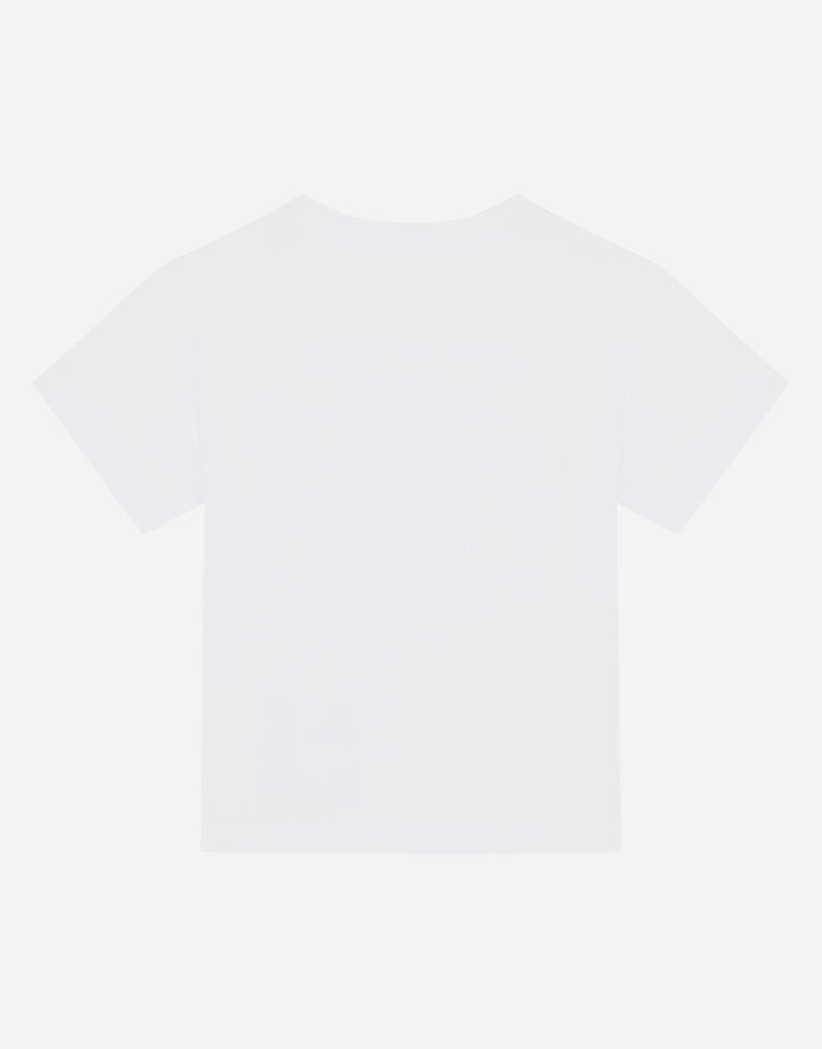 Dolce & Gabbana T-shirt in jersey con ricamo logo White L4JT7NG7STN