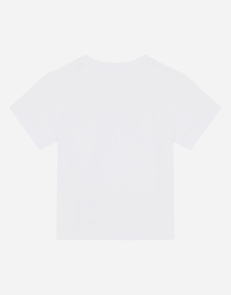 Dolce & Gabbana T-shirt in jersey con ricamo logo White L4JT7NG7STN
