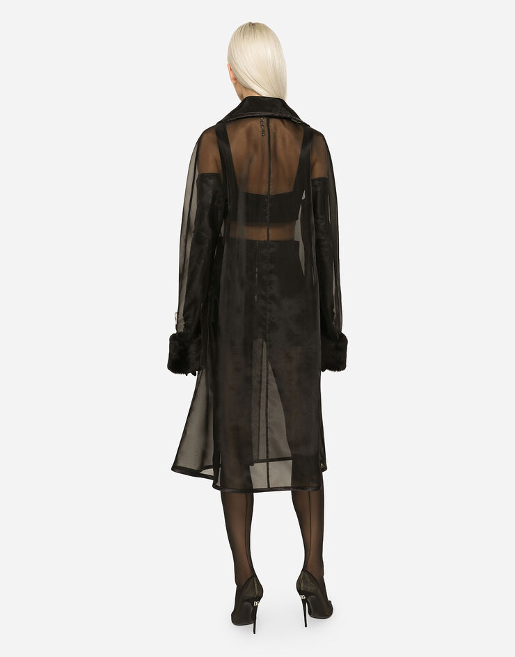 Dolce & Gabbana KIM DOLCE&GABBANA Trench in organza con Re-Edition label Nero F0C5DTFUSYQ