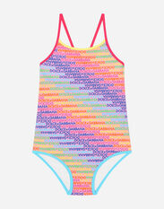 Dolce & Gabbana Spandex one-piece swimsuit with all-over logo print Multicolor L5J831FSG3I