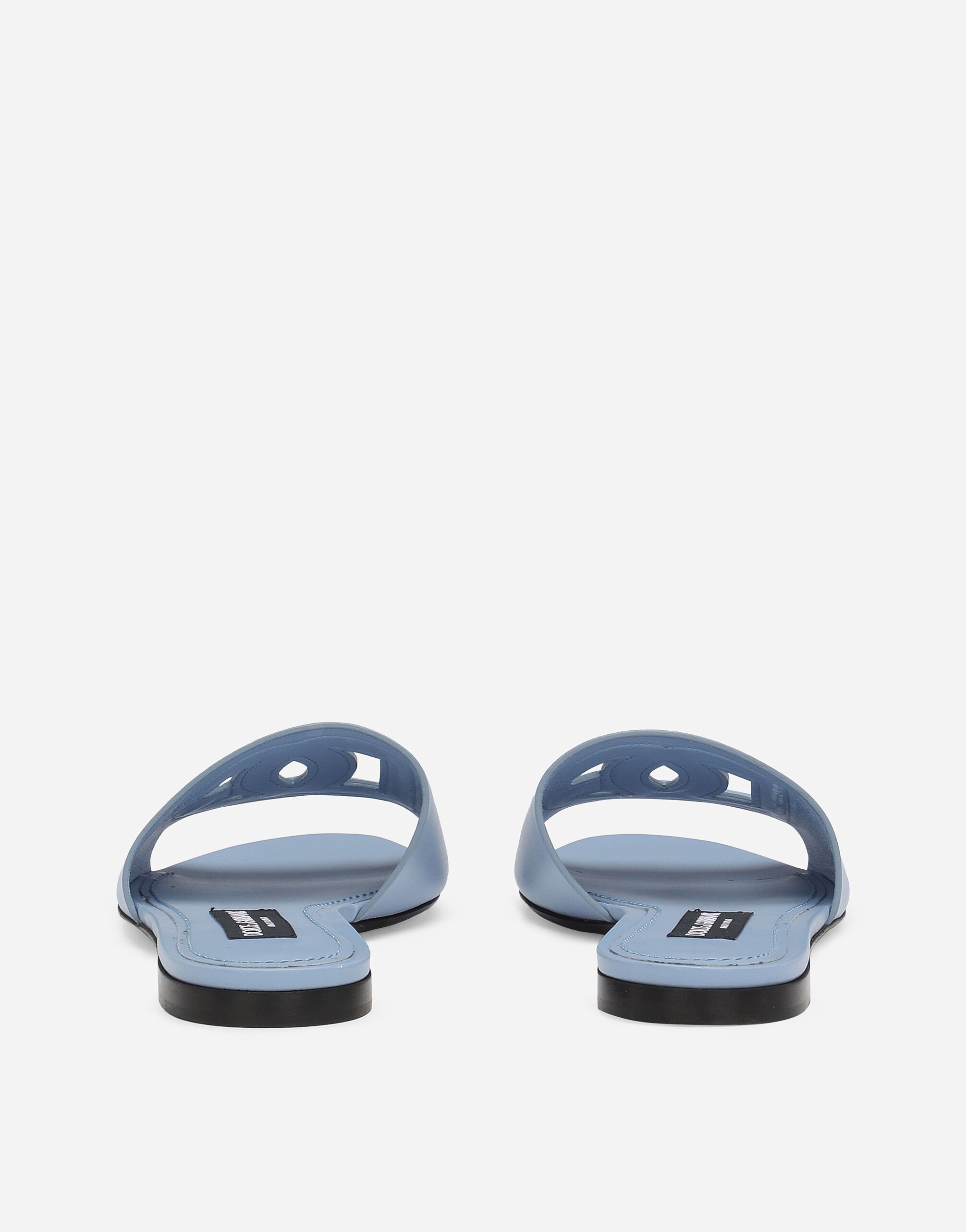Calfskin sliders in Light Blue for Women | Dolce&Gabbana® US