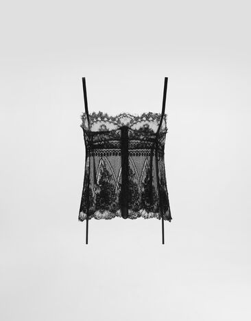 Dolce & Gabbana توب من دانتيل Black F7BU3TGDDVS