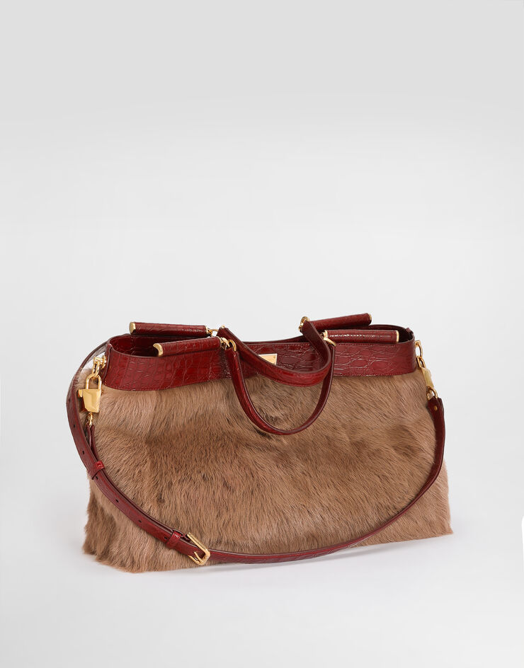Dolce & Gabbana My Sicily shearling and alligator handbag Multicolor BB7936B2X03