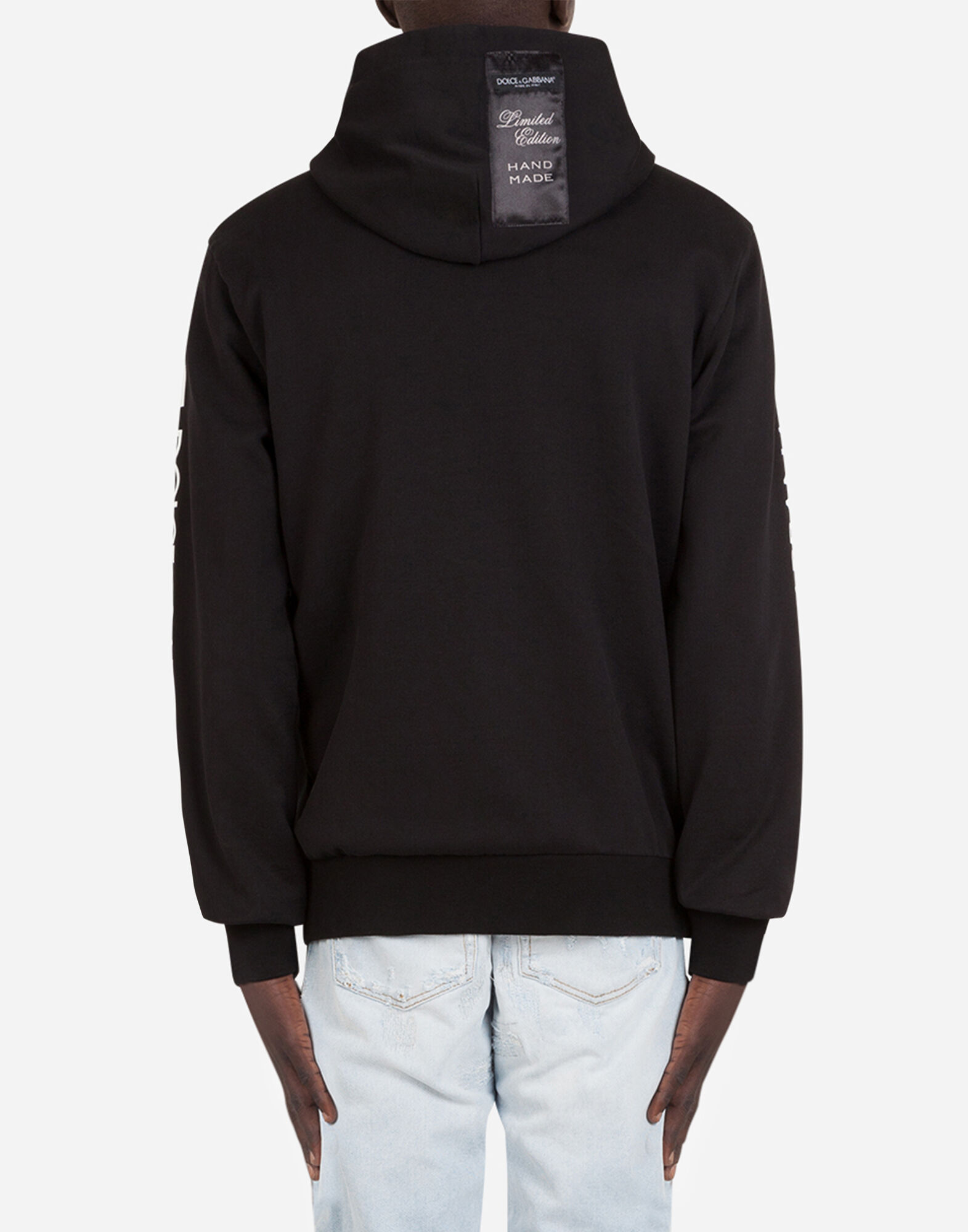 Zip-up hoodie with Dolce&Gabbana print with patch embellishment