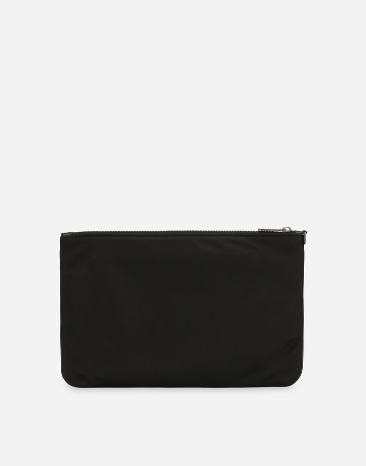 Dolce & Gabbana Nylon pouch with rubberized logo Black BP3259AG182