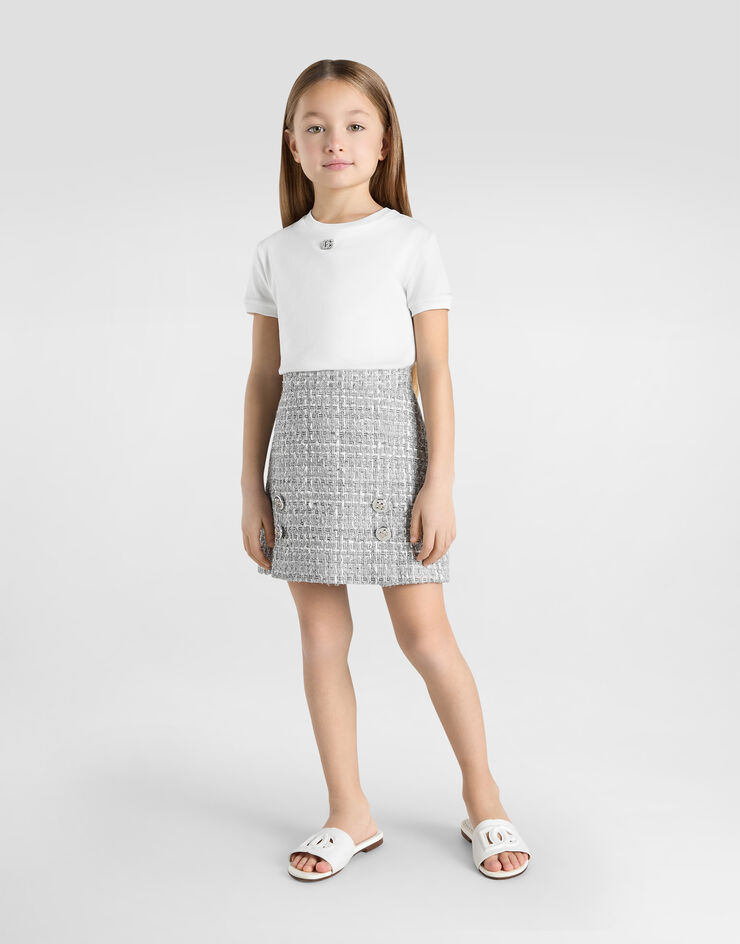 Dolce & Gabbana T-shirt in jersey con logo DG Bianco L5JTNJG7O3N