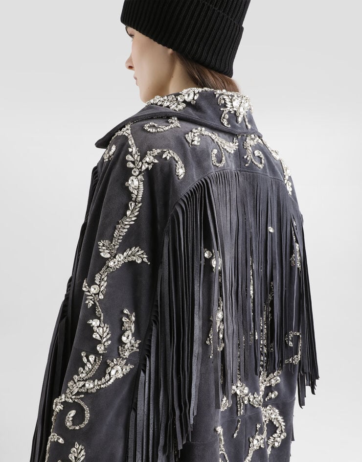 Dolce & Gabbana Embroidered split leather jacket Dolce & Gabbana Embroidered split leather jacket Multicolor F9T90ZGDDFX