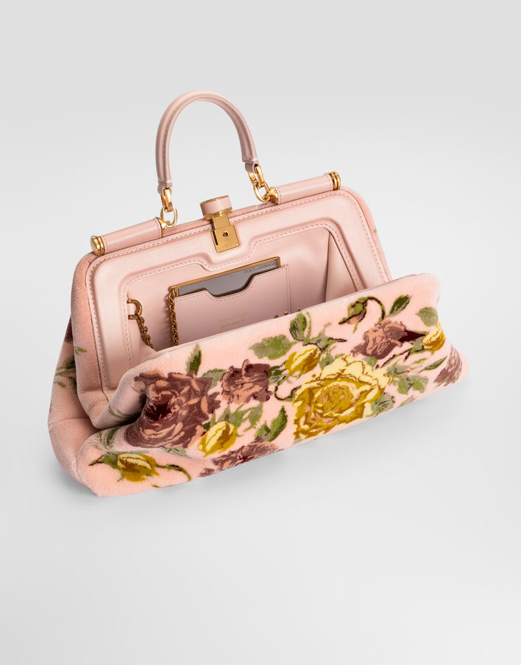 Dolce & Gabbana 그랜드마 미디엄 핸드백 벨벳 소재 스티치 자수 디테일 멀티 컬러 BB7986B3T61