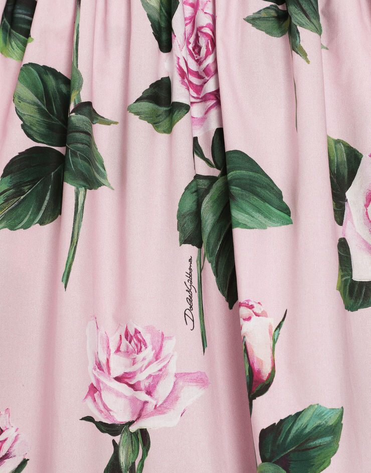 Dolce & Gabbana Robe en popeline à imprimé roses Imprimé L54DE0HS5S7