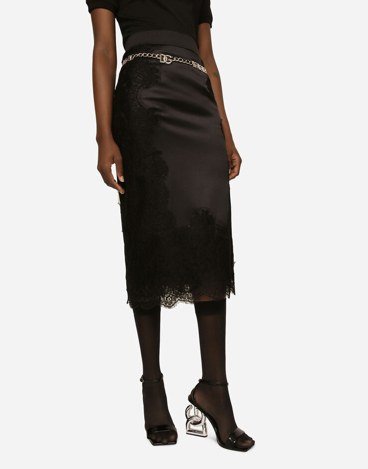 Dolce & Gabbana ロンゲットスカート サテン ブラック F4BHCTGDBUR