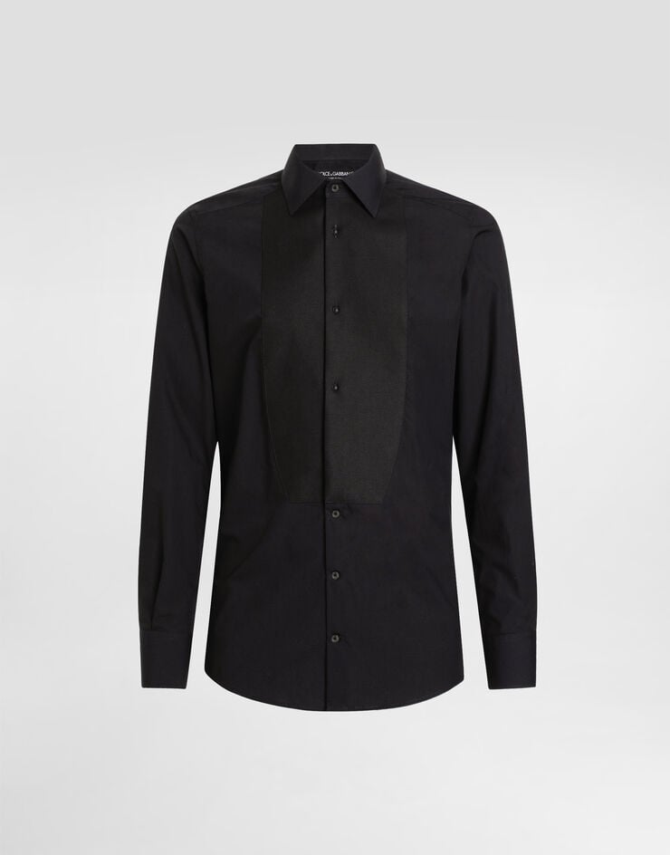 Dolce & Gabbana Smokinghemd Gold Baumwollpopeline Black G5EN5TGK006