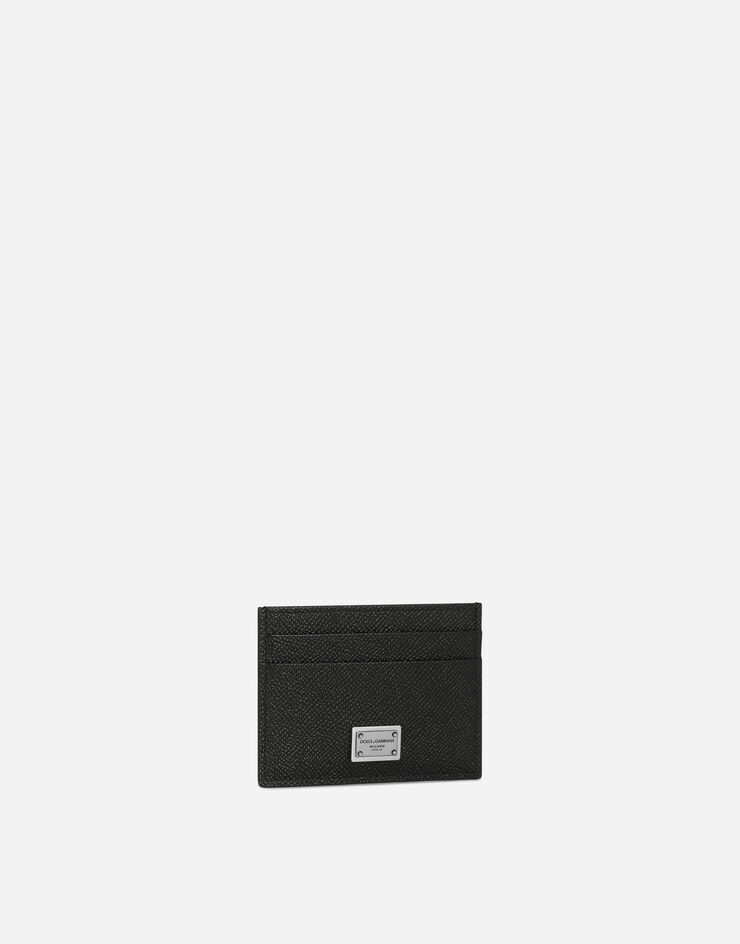 Dolce & Gabbana Porte-cartes en cuir de veau avec plaquette à logo Noir BP0330AG219