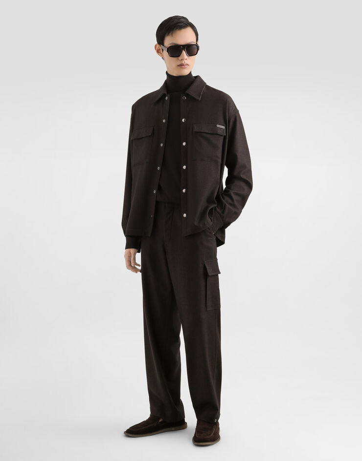 Dolce & Gabbana Melange wool mat trousers Brown GP0P5TFURNC