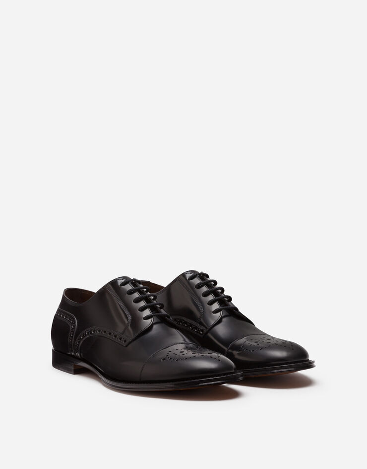 Dolce & Gabbana Full brogue derby in antik calfskin NOIR/MARRON A10553AX161