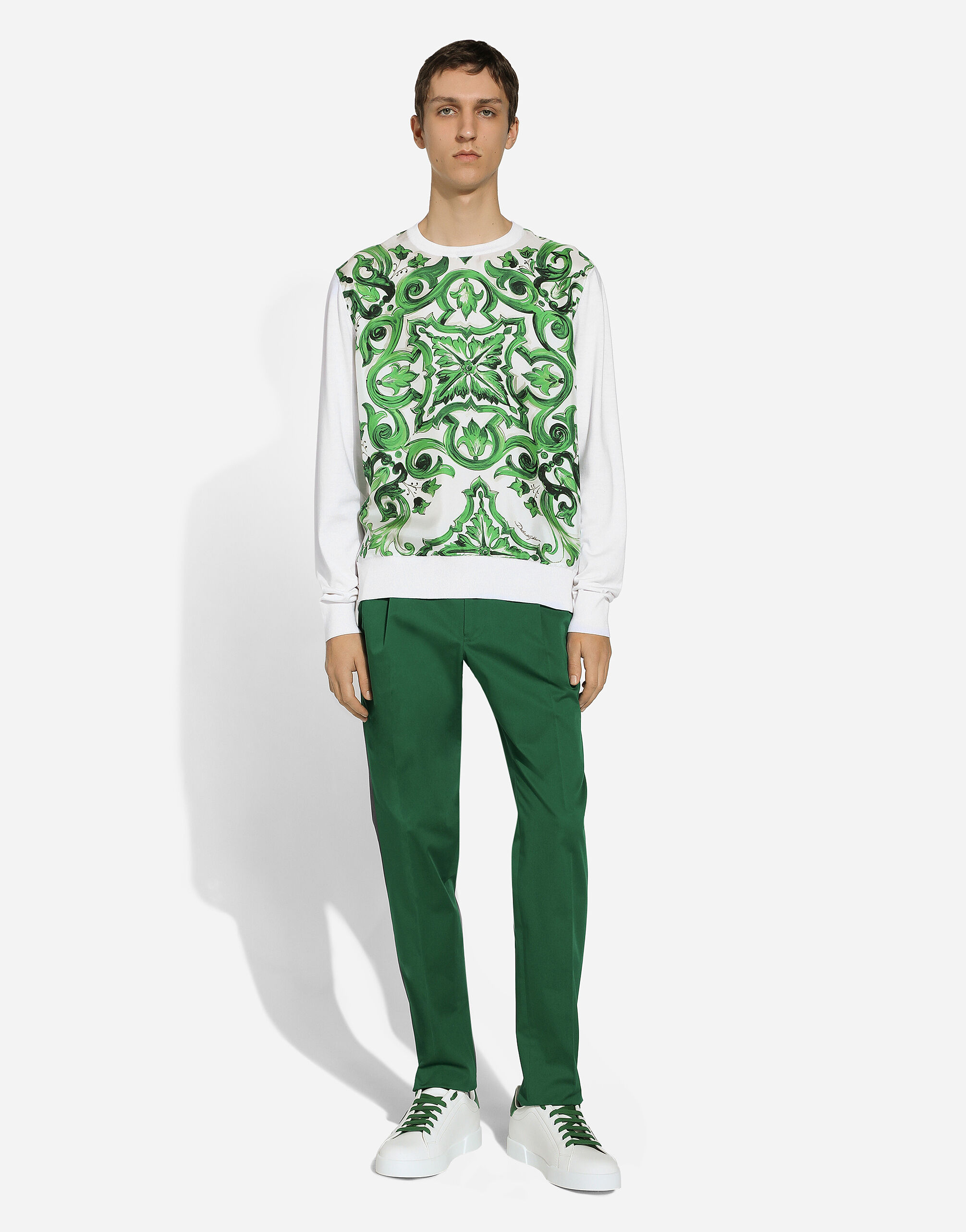 グリーンのメンズ Stretch gabardine pants | Dolce&Gabbana®