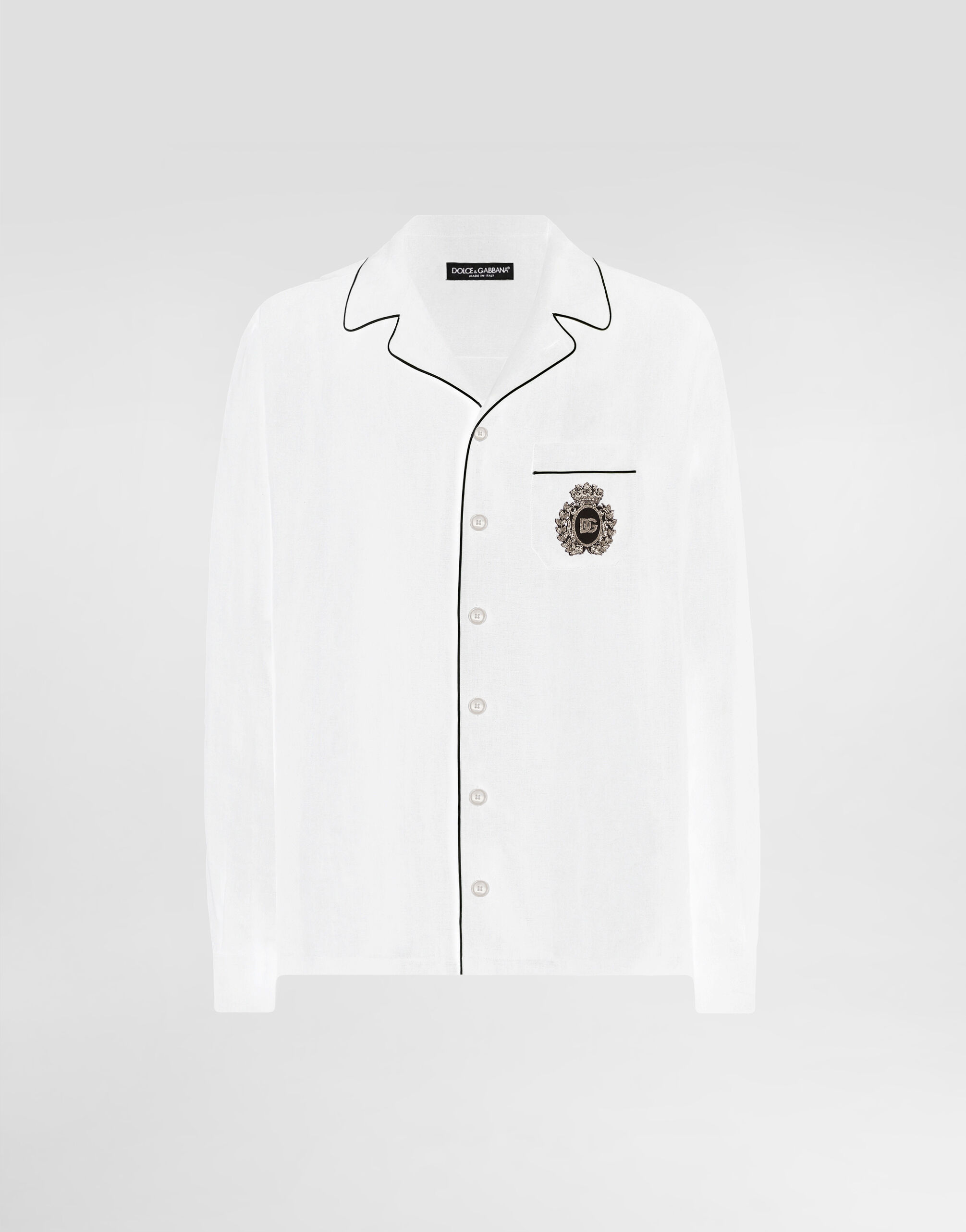 Linen vanity shirt with heraldic emblem in White for Men