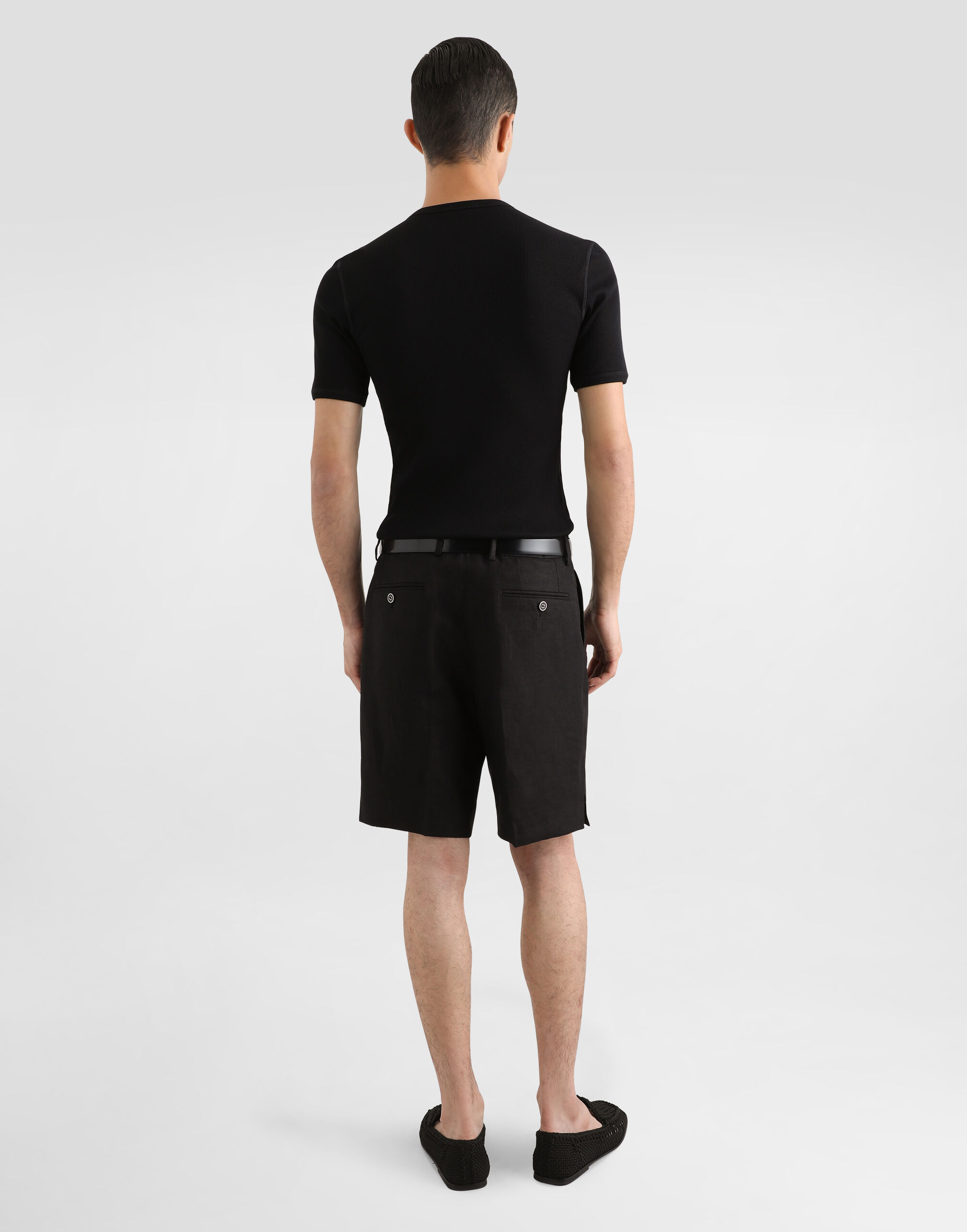 【DOLCE&GABBANA】ヘンリーネックTシャツ リブコットン 2色展開 ブラックのメンズ ヘンリーネックTシャツ リブコットン
