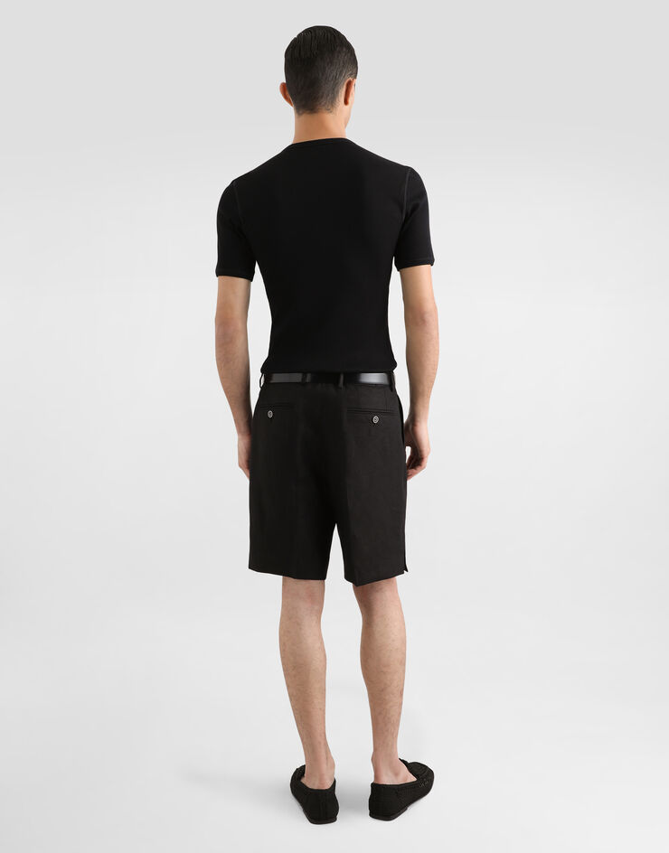 Dolce&Gabbana T-shirt tunisien en coton côtelé Noir G8MC5TFU7AV