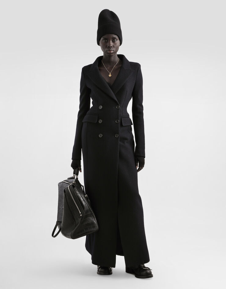 Dolce & Gabbana Double-breastedwool coat Black F0W5KTHU2AX