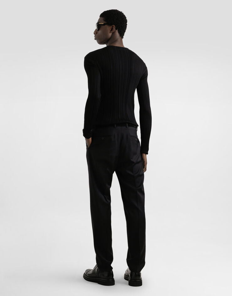 Dolce & Gabbana Long-sleeved silk shirt Black GXVC7TJBSN6