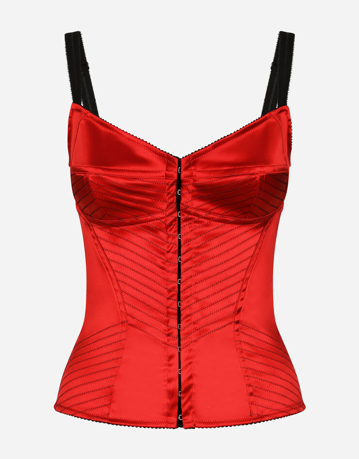 Dolce & Gabbana 缝线与勾扣缎布束身衣 红 F771STFURAD