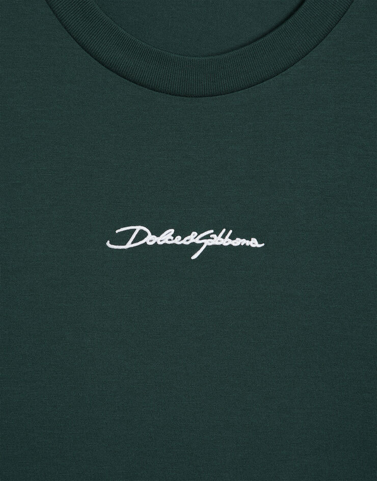 Dolce & Gabbana Cotton t-shirt with embroidered patch Dolce & Gabbana Cotton t-shirt with embroidered patch Green G8RN8ZG7P0C