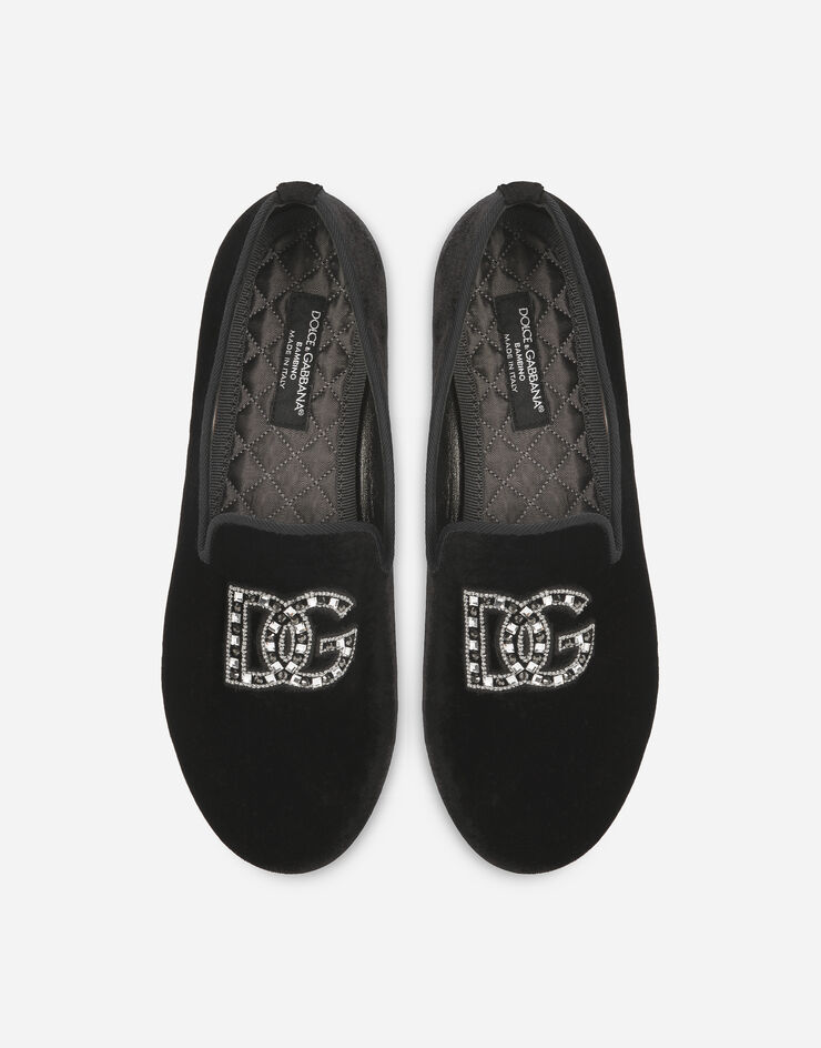 Dolce & Gabbana Slipper aus Samt Schwarz DA0297AA970
