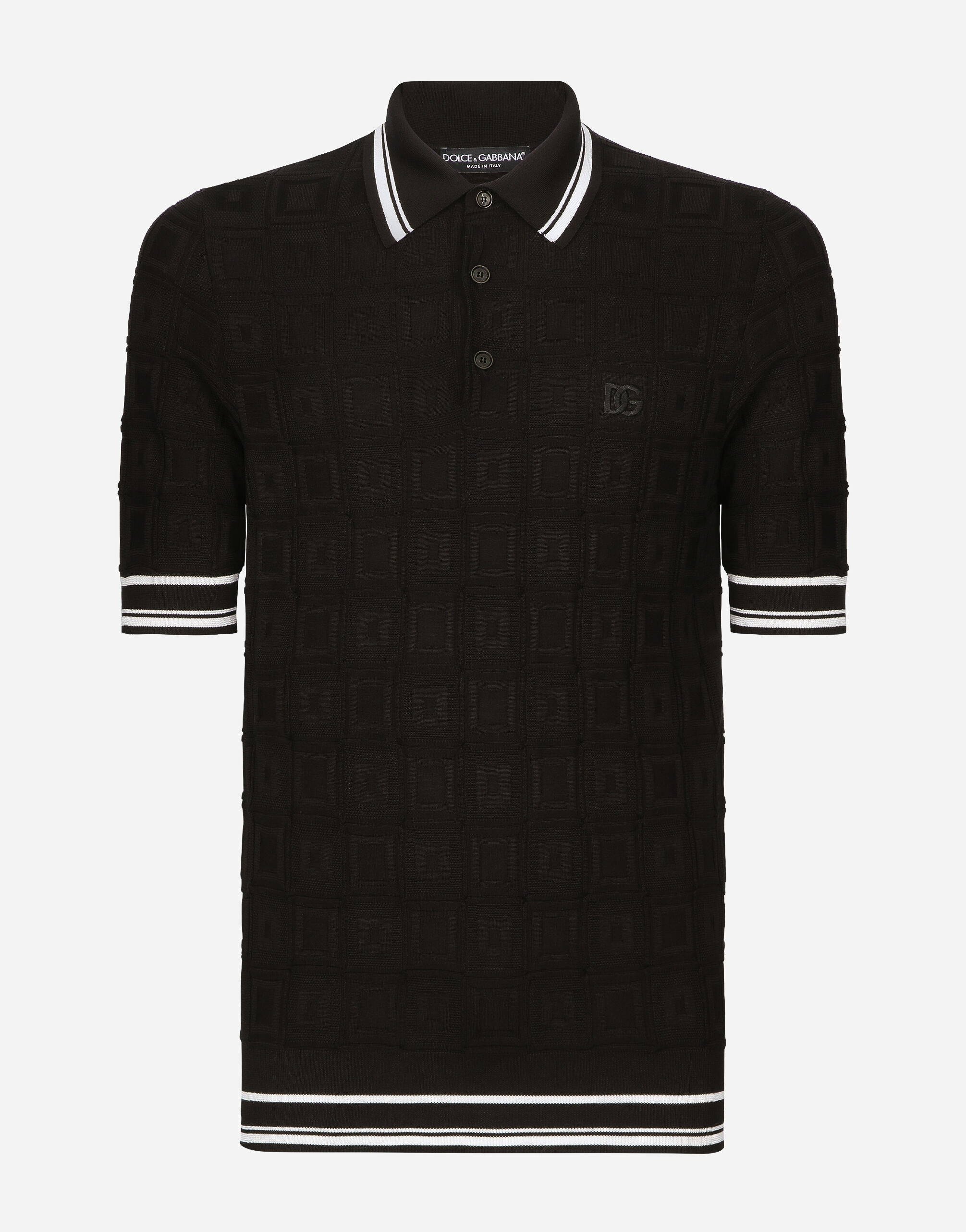 Dolce & Gabbana Polo de manga corta de seda elástica con logotipo DG Marrón GXZ04TJBSG0