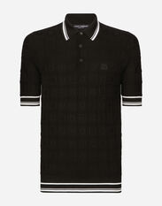 Dolce & Gabbana Short-sleeved stretch silk polo-shirt with DG logo Black GXX36TJCVS6