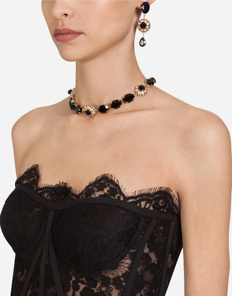 Short galloon lace bustier in Black for