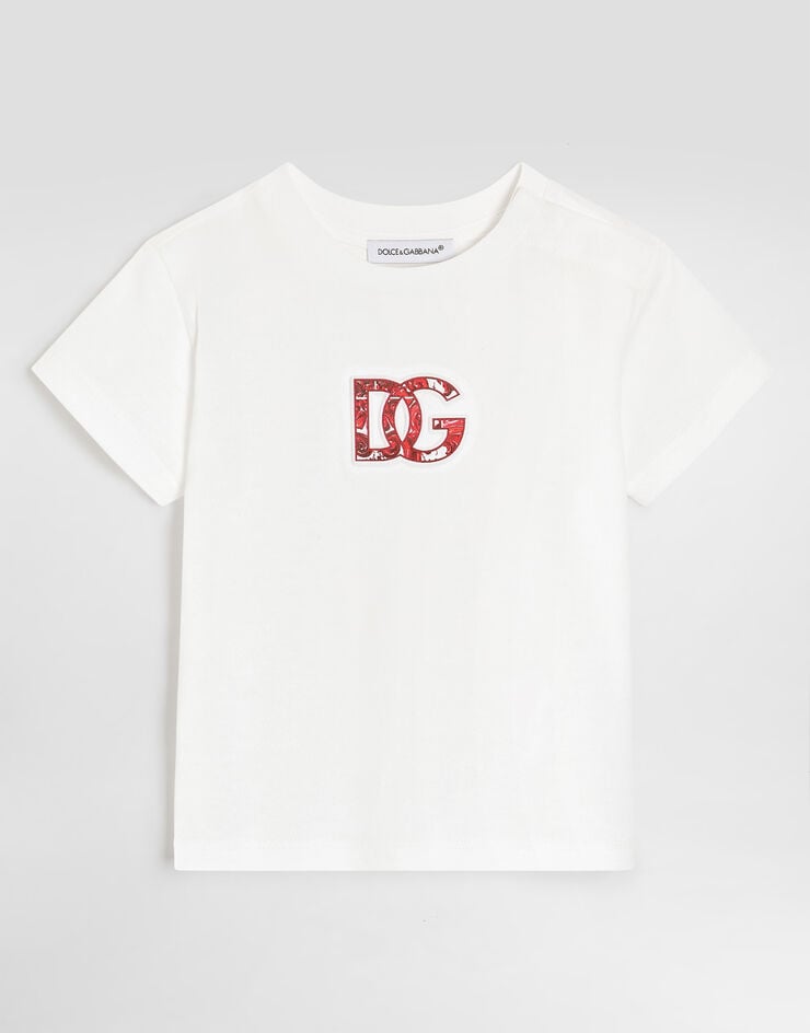 Dolce & Gabbana T-shirt en jersey avec logo en relief Dolce & Gabbana T-shirt en jersey avec logo en relief White L1JTEYG7P4Z