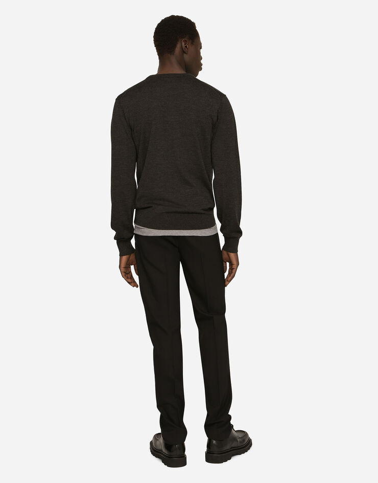Dolce & Gabbana Rundhalspullover aus kaschmir GRAU GX412TJAWLA