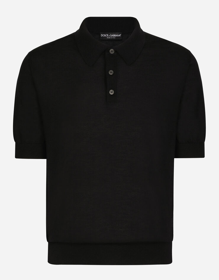 Dolce & Gabbana Extra-fine cashmere polo-shirt Black GX828TJBW1U