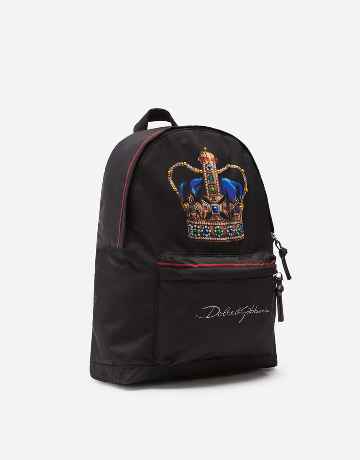 Dolce & Gabbana Nylon backpack with crown print NERO EM0074AN034