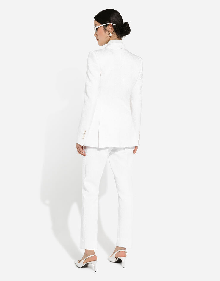 Dolce & Gabbana Giacca monopetto Turlington in broccato Bianco F29UCTFJTBV