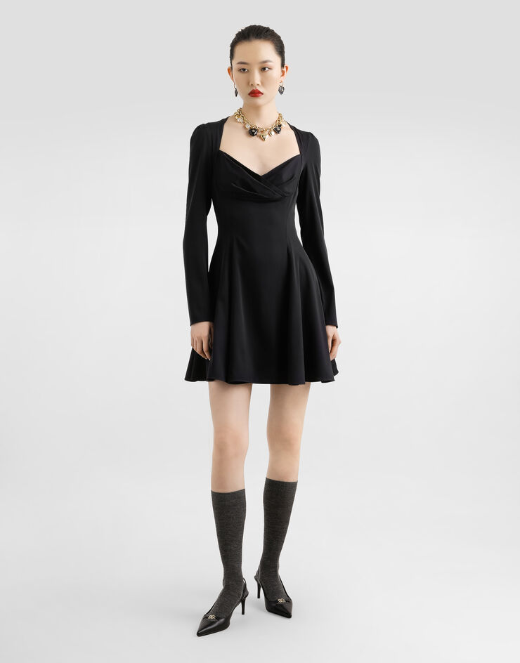Dolce & Gabbana Godet line cady dress Black F6TYLTFUABF