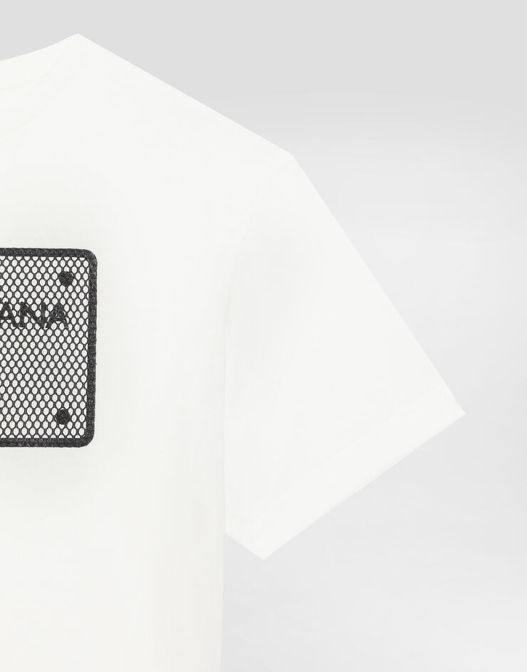 Dolce & Gabbana 로고 태그 패치 저지 티셔츠 화이트 L4JTHVG7O0T
