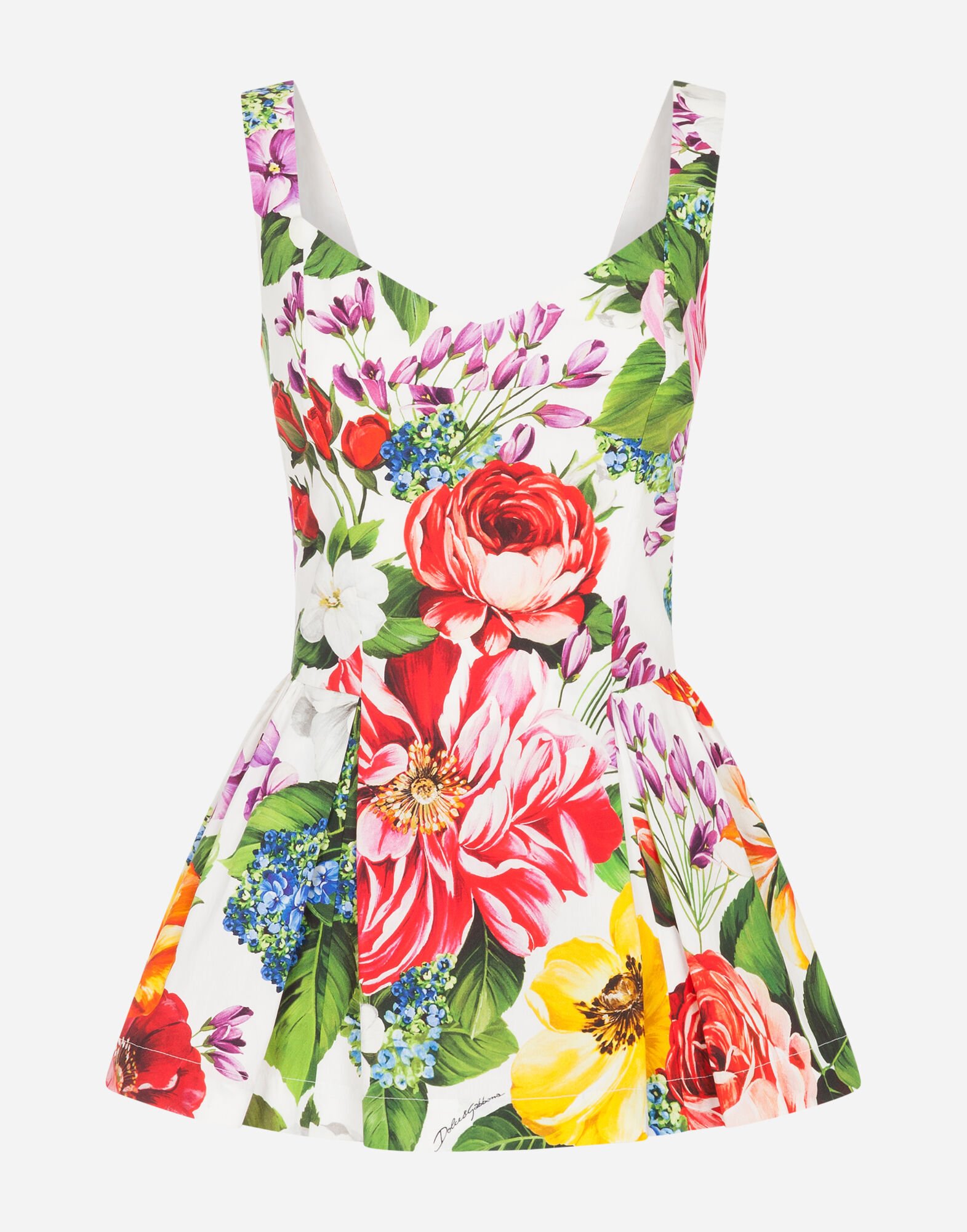 POPLIN TOP WITH MIXED FLORAL PRINT AND PANTIES