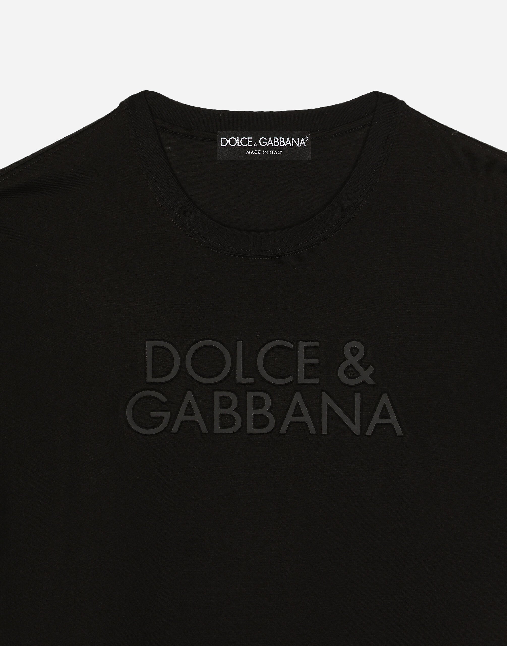 Camiseta de algodon con logotipo bordado en Negro de Hombre Dolce Gabbana