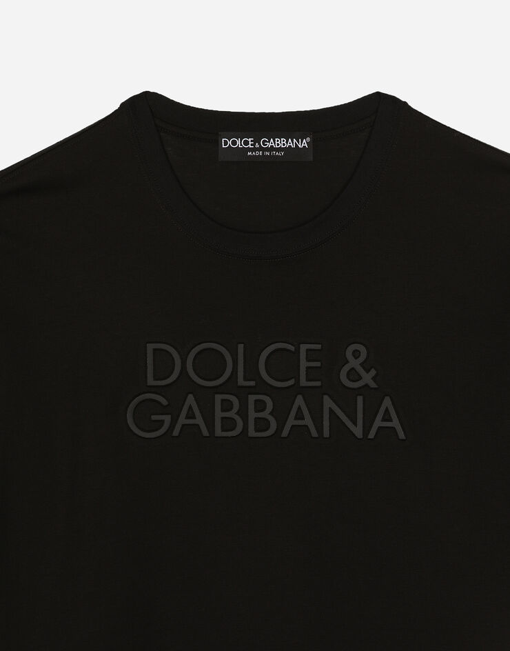 Dolce & Gabbana 徽标刺绣棉质 T 恤 黑 G8PN9ZG7NWN