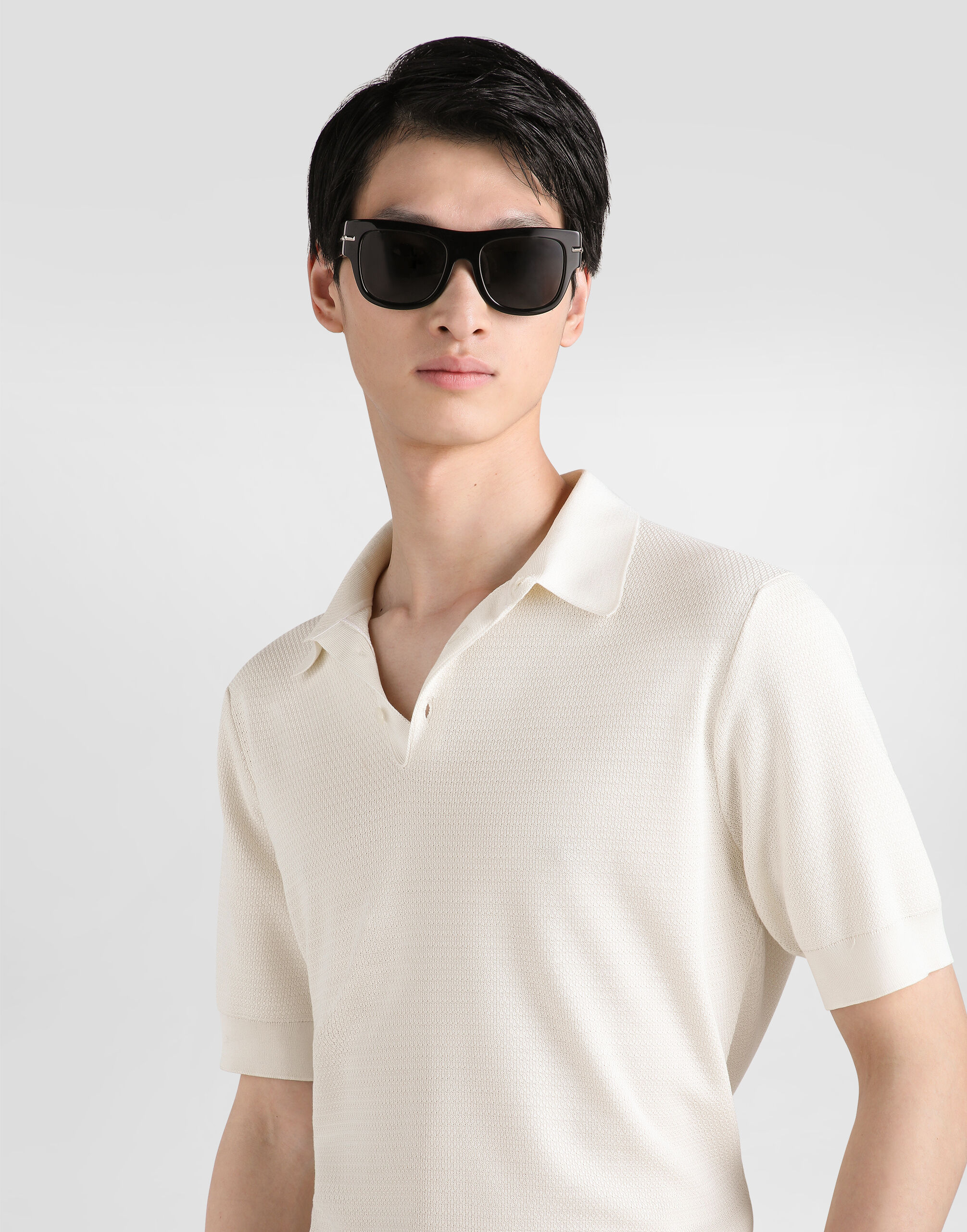 Whiteのメンズ ファインゲージ シルク ポロシャツ | Dolce&Gabbana®